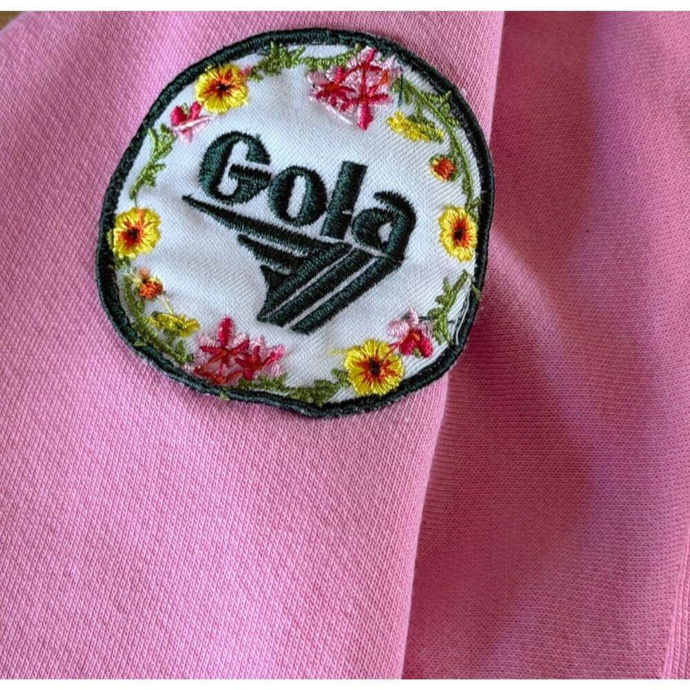 Gola x Anthropologie Pink Sweatshirt MEDIUM Floral Patch Cropped Crewneck Soft - Picture 5 of 10